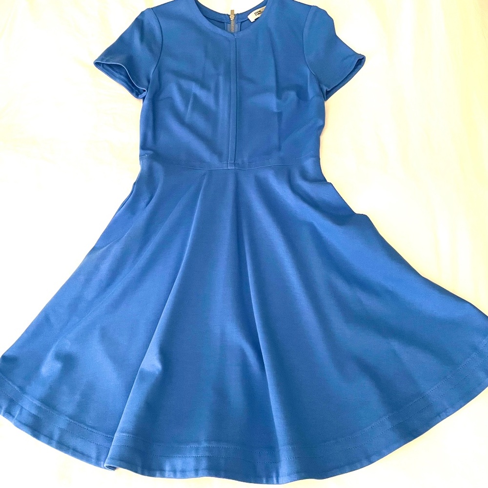 Diane Von Furstenberg Knit A-Line Mini Dress Azure Blue sz 4